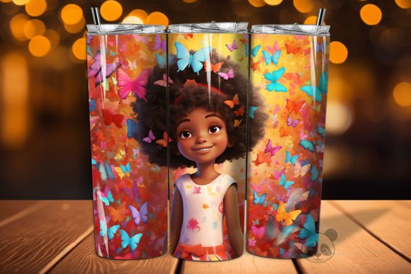 3D Afro Little Girl Tumbler Wrap PNG 8 Guide