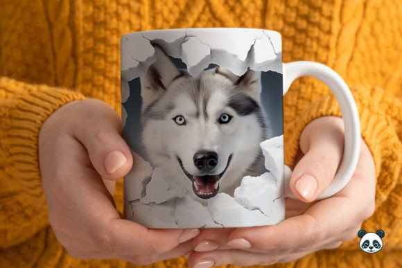 3D Husky Dog Mug Wrap Sublimation 1 Design