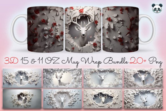 3D Reindeer Mug Wrap Sublimation Bundle Guide
