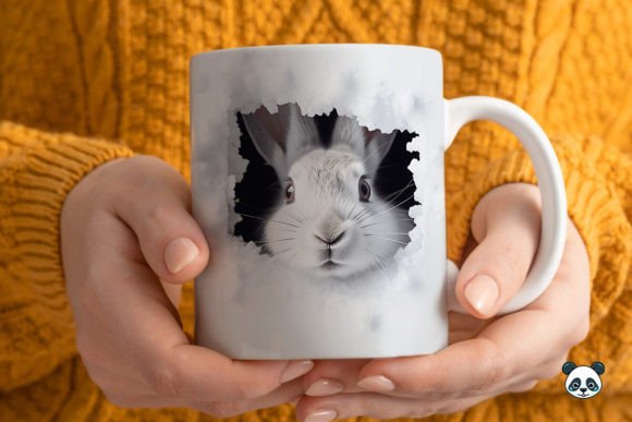 3D Snowshoe Hare Mug Wrap Sublimation 2