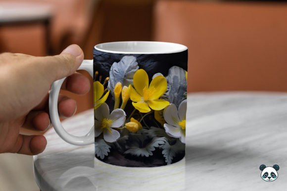 3D Winter Aconite Mug Wrap Sublimation 1