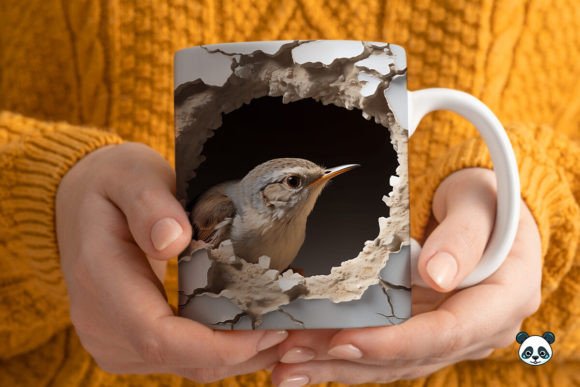 Bringing Nature to Your Coffee: The 3D Winter Wren Mug Wrap Sublimation 2