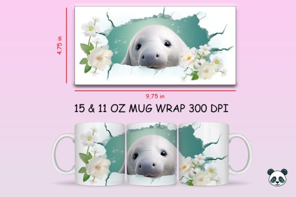 Bringing the Ocean to Your Coffee: A Deep Dive into the 3D Manatee Mug Wrap Png 1