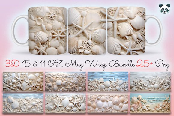 Elevate Your Sublimation Business with the 3D Seashells Beach Mug Wrap Bundle