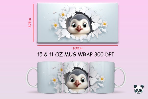 Elevate Your Sublimation Projects with a Stunning 3D Penguin Mug Wrap PNG