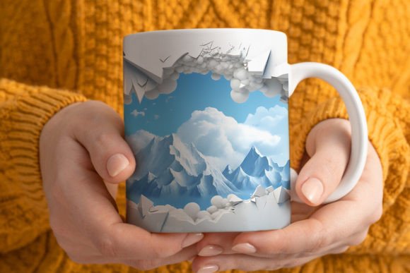 Elevating Product Workflows with the 3D Snow-Covered Mountain Peak Mug Wrap