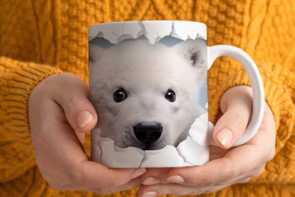 Elevating Sublimation Products with High-Resolution 3D Polar Bear Mug Wrap PNG Designs