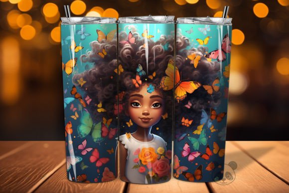 Elevating Sublimation Projects with the 3D Afro Little Girl Tumbler Wrap Png 7